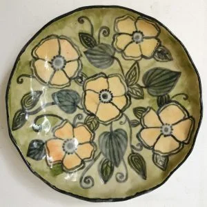 Yellow Flower Madhubani Plate